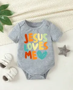 Vintaside Kids Baby Boy Slogan & Heart Print Triangle Bodysuit With Short Sleeves Funny Baby Onesie Baby Shower Gift Cotton Soft Lightweight