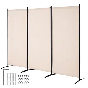 VEVOR Room Divider,  , 3 Panel Room Divider, Folding Privacy Screen and Portable Partition Divider for Room Separation, Freestanding Room Partitions for Office, Bedroom, Study, Beige