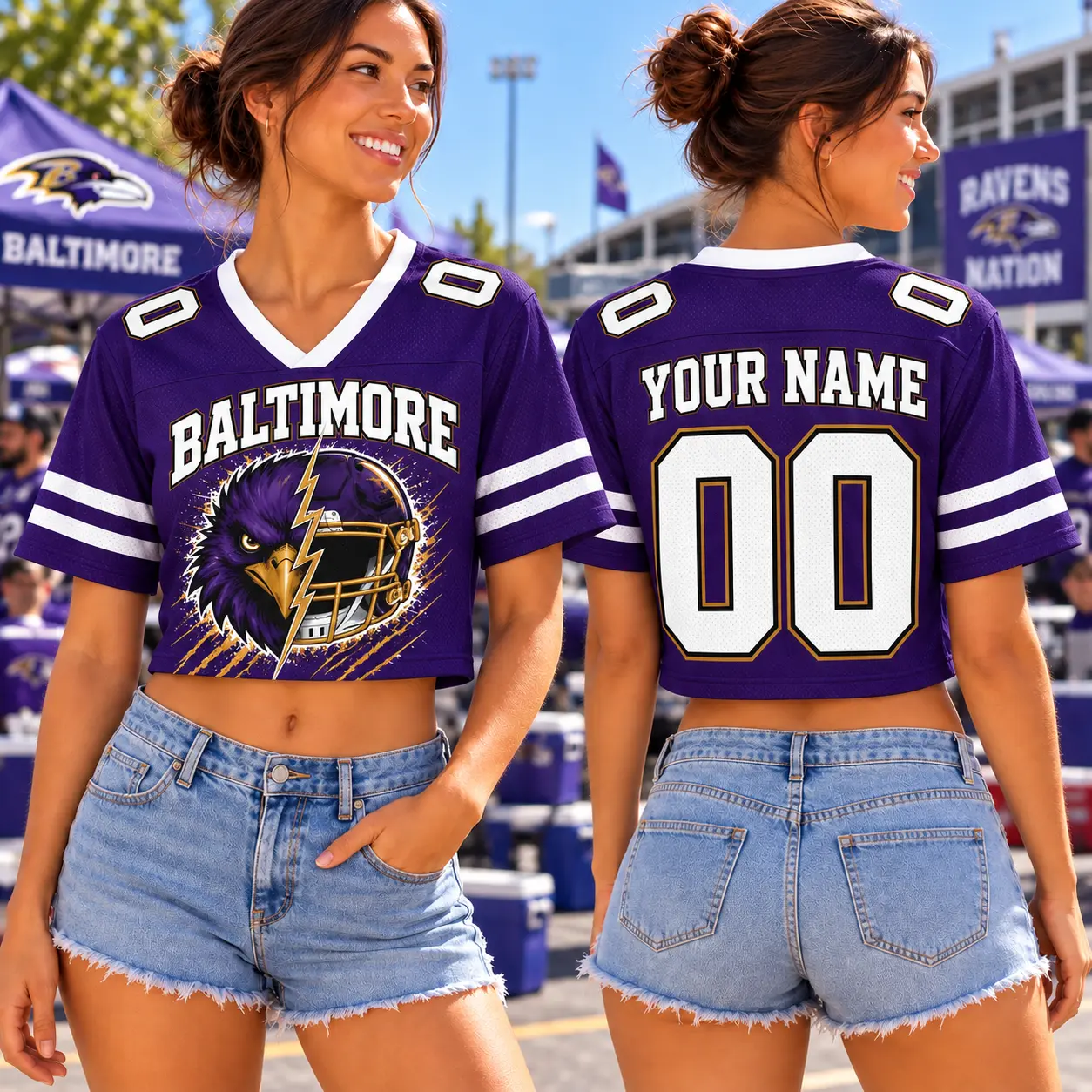 Custom Baltimore Football Jersey, Personalized Name & Number Shirt, Purple Bird Mascot Jersey, Game Day Football Fan Gift