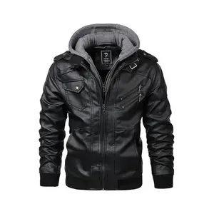 European and American autumn and winter faux leatherjacket men's PU leather casual motorcycle jacket autumn andwinter fashion brand heavy workmanship men's handsomeGift