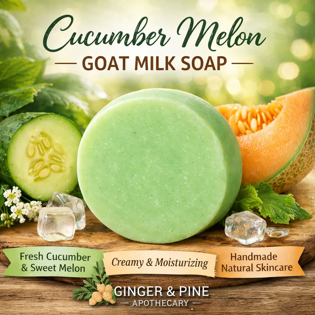 Gentle Goat Milk Soap Bar, Hydrating Body Cleanser with a Bright Cucumber Melon Fragrance - Creates a Rich Lather, Body Care, Fruit Soap, Scented Soaps