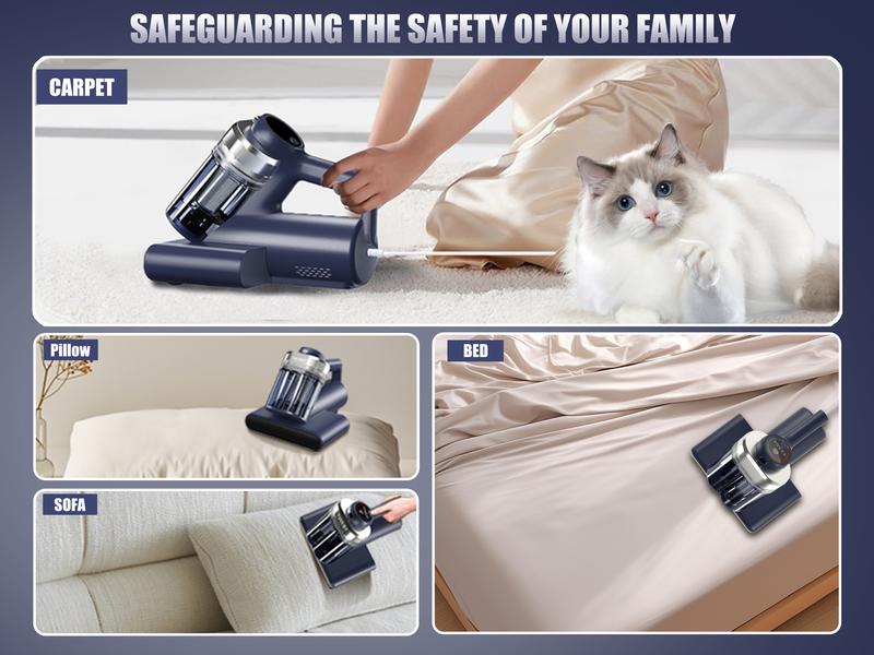 High-Power Mattress Vacuum Cleaner with UV-C Sterilization & 149°F Heat Treatment, Dual-Cup Dust Mite Remover with HEPA Filter, 16Kpa Strong Suction for Beds, Couches, Carpets – Includes Aroma Tablet & LED Display Deep Cleaning Machine Home Cleaning Tool
