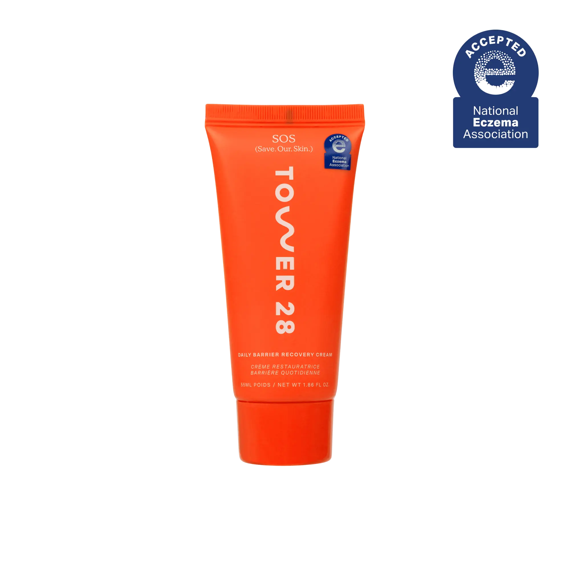 Tower 28 SOS Barrier Recovery Cream - For Sensitive Skin - Non-Greasy Daily Moisturizer with Ceramides and Hyaluronic Acid - Clean, Vegan