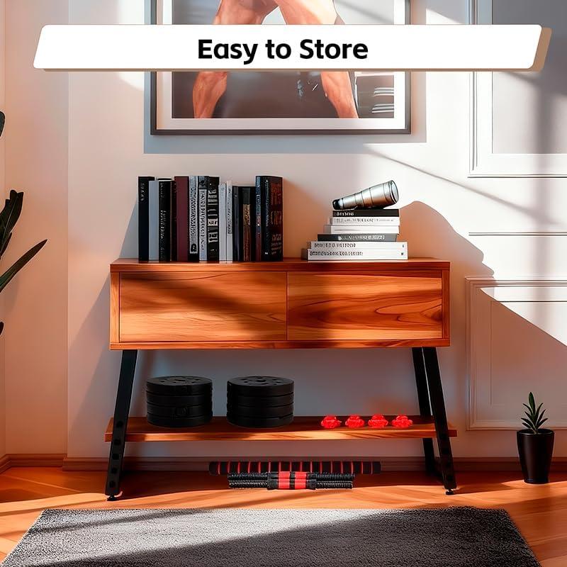 4-in-1 Adjustable Dumbbell Set, Dumbbell Barbell Kettlebell Push Up Stand All in One, Multi-Functional Home Gym Strength Training Equipment with Compact Storage