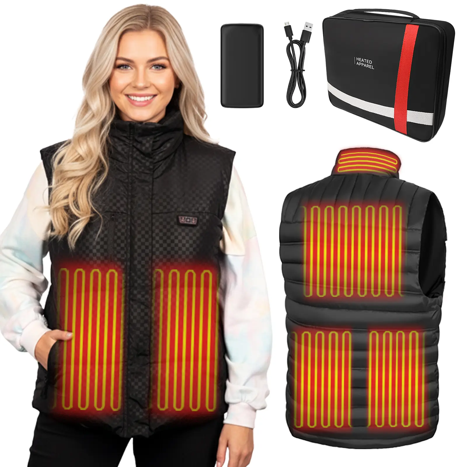 Women's Heated Adjustable Vest - TikTok Shop Fulfilled with Power Bank, 3 Heating Settings, Breathable, Durable, Moisture-Managing, Machine-Washable Polyester-Cotton Top Seller, Winter Outdoor Camping Heated Vest, Christmas Gift Idea