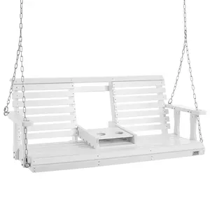 VEVOR Wooden Porch Swing 5 ft,  Patio bench swing for Courtyard & Garden, Upgraded 880 lbs Strong Load Capacity, Heavy Duty Swing Chair Bench with Hanging Chains for Outdoors, White