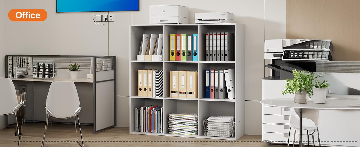 New 9-Compartment Storage Organizer Shelves - Bookshelf Accessory, Display Stand, Living Room Decoration with Removable Back Panel