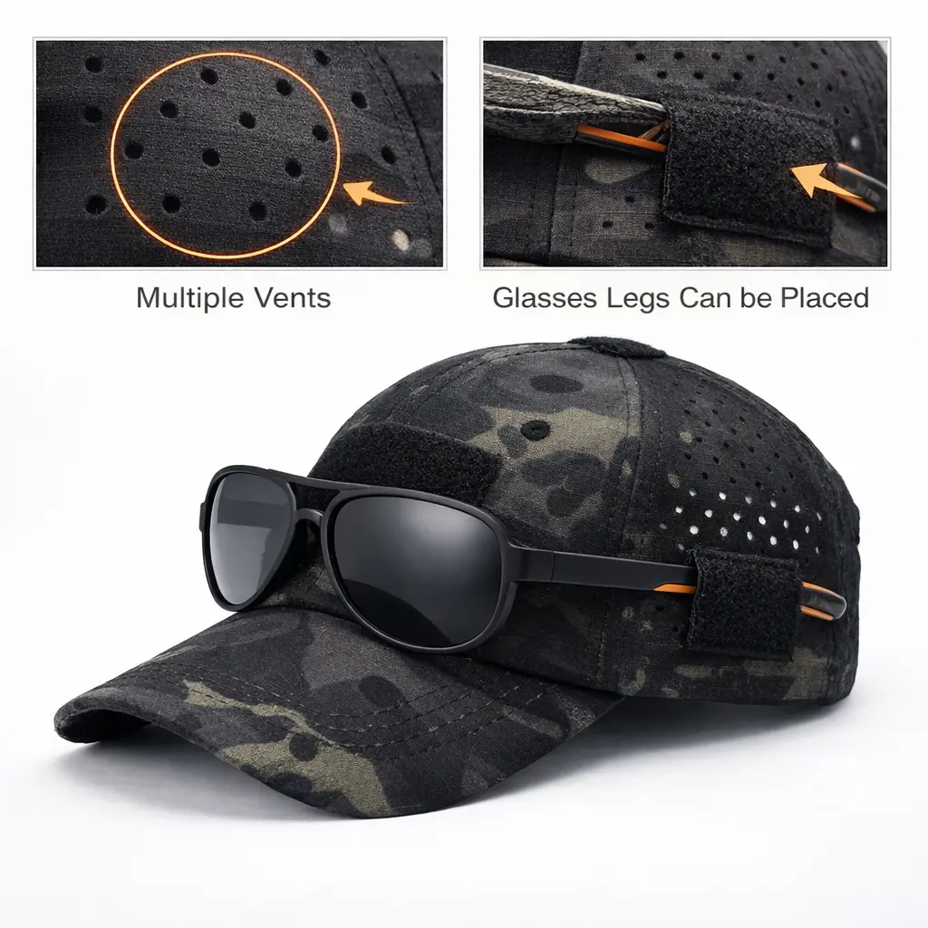 [SummerWins] New sports and leisure breathable camouflage baseball cap men's military fan visor tactical hat military training cap Summer Cap Stylish Hat Sun Hat Set Camo Trucker Hat Adjustable Mesh Snapback Windproof Hat sohochic
