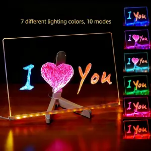 The upgraded version of the LED Drawing Board 11.9"x7.9" Acrylic Light-Up desk lamp with 10 Light Modes ,Stand, 12Markers & 2 Cleaning Cloths, Erasable Reusable Writing & USB Powered Light Up LED message Board for Kids & Adults,Gift for Home & Holidays Ar