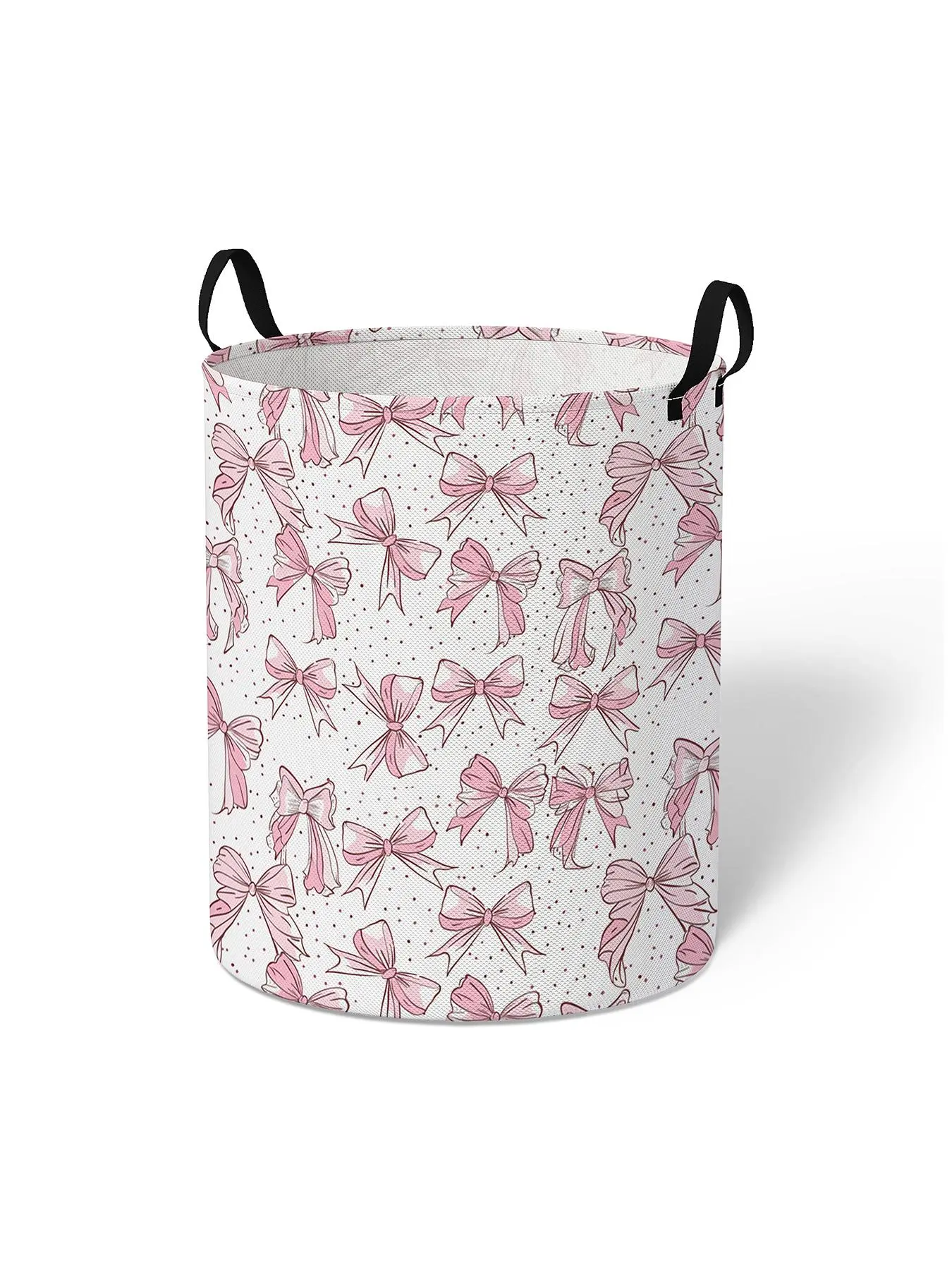 Bow Pattern Laundry Basket, Large Capacity Foldable Laundry Basket with Handle, Household Clothes Storage Basket for Home Bathroom, Laundry Basket Bag, Laundry Hamper, Laundry Bin, Folding Laundry Basket, Foldable Washing Basket