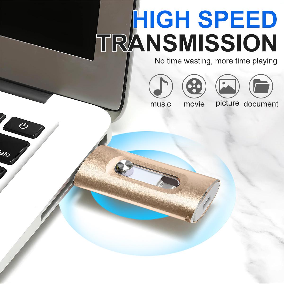 Flash Drive for iPhone 256GB, 3 in 1 USB Type C Memory Stick, Photo Stick External Storage Thumb Drive for iPhone iPad Android Computer,All In One Phone Usb Srorage