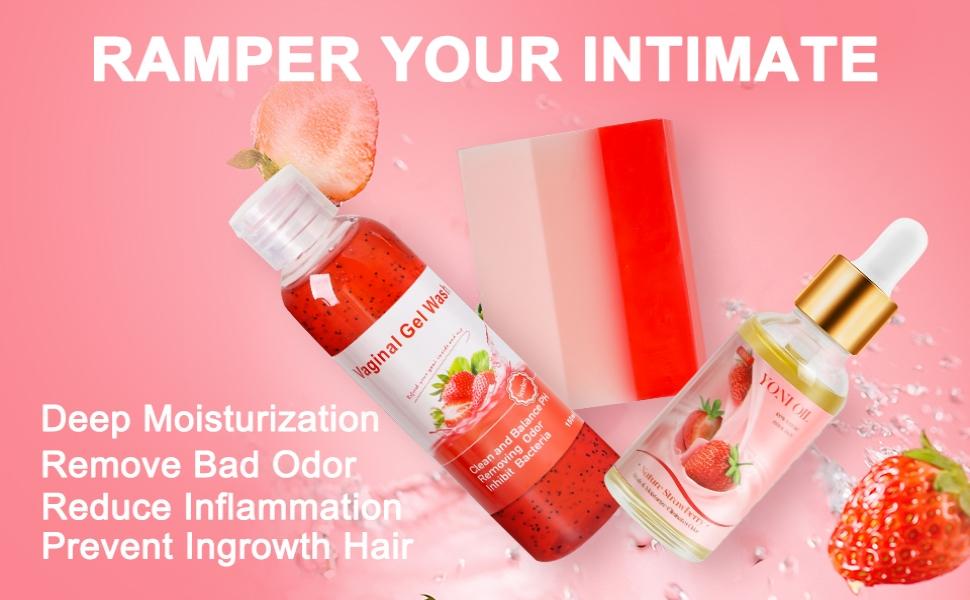 Feminine Wash & Oil & Yoni Soap Set for Women, Yoni Wash for Ph Balance Remove Odor Moisturizing