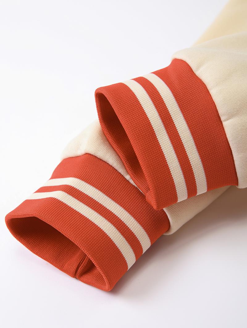 Men's Baseball Jacket Polyester Durable Wind-Resistant Orange & Apricot Colorblock Money, BOY, Rabbit, "$" Graphic Varsity Coat Y2K Vintage Retro Classic Old-School Casual Sports SWAG Streetwear Light Fleece-Lined Winter Jacket Trendy Gift for Boyfriend