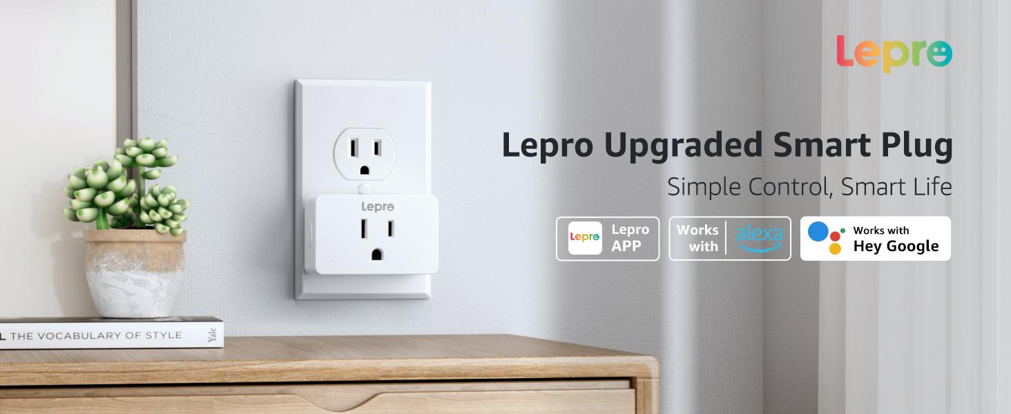 Lepro P1 Smart Plug Mini 15A, WiFi Outlet Plugs Compatible with Alexa & Google Assistant, Voice/APP Control, Timer & Group Controller, ETL & FCC Certified, 2.4GHz Only