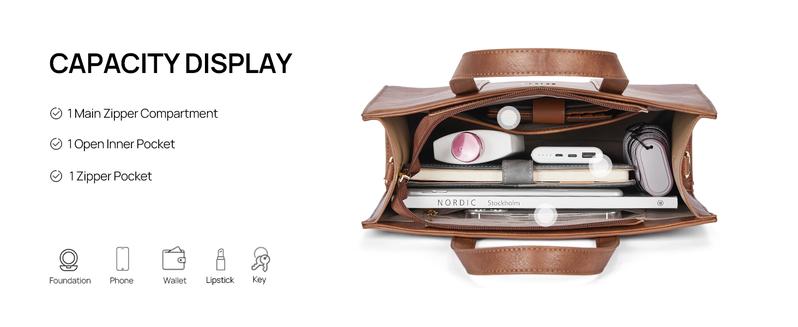 Telena Valentine's Day gift Leather Tote Bag for Women Crossbody Tote Purse Handbag Womens Tote Bag with Compartments and Adjustable Strap