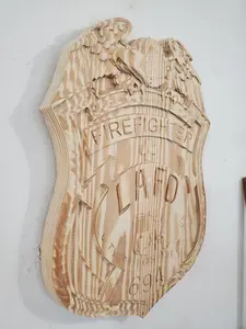 Personalized LAFD Firefighter Badge: 3D Carved Wooden Sign