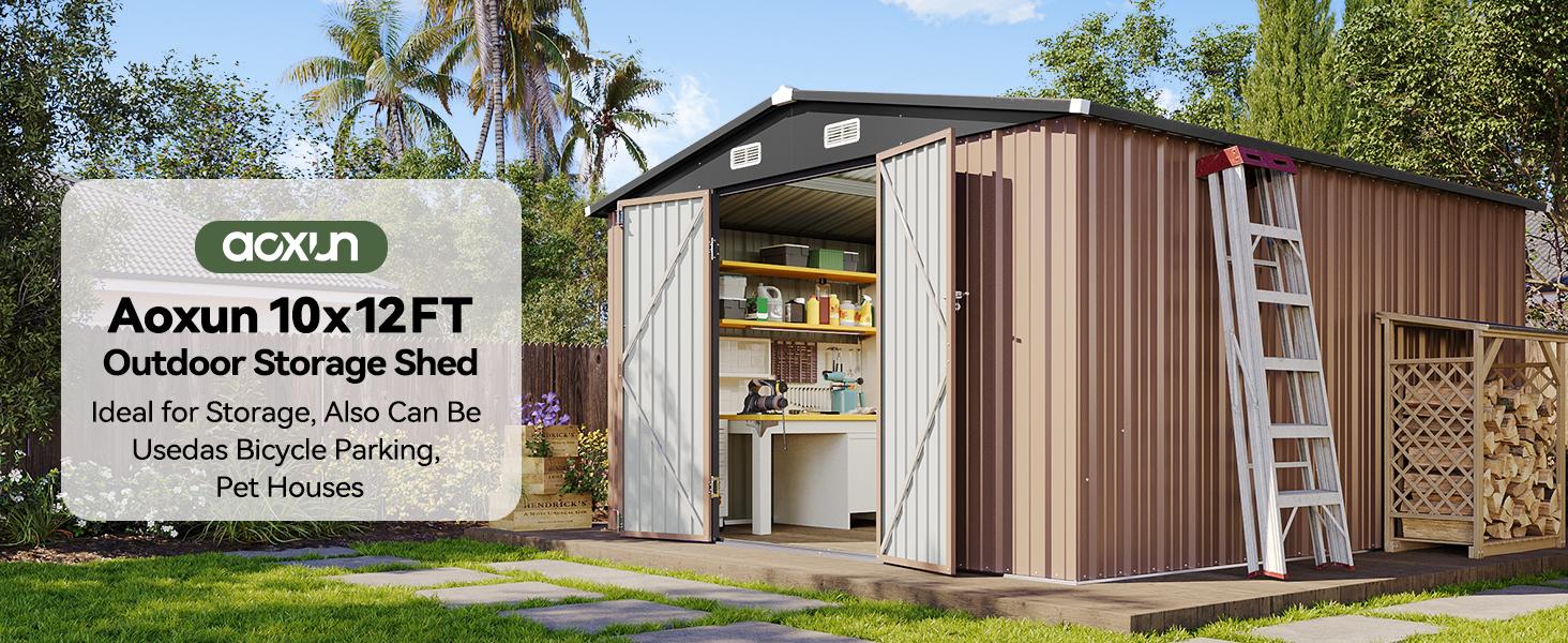 Aoxun Outdoor Metal Storage Shed , Lockable Door & Sloped Roof, Weather-Resistant Utility Shed for Garden, Patio & Backyard Astronaut Nebula Star Aoxun Outdoor Metal Storage Shed , Lockable Door & Sloped Roof, Weather-Resistant Utility Shed for Garden, Patio & Backyard Astronaut Nebula Star