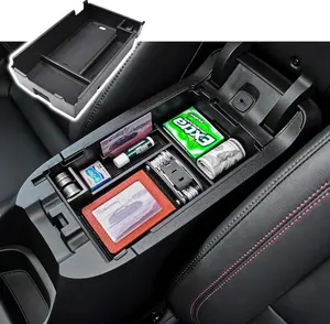 Center Console Organizer Tray Compatible with Chevy Equinox 2018 2019 2020 2021 2022 2023 2024 Accessories, Insert Armrest Tray Secondary Storage Box Coin Holder, Black