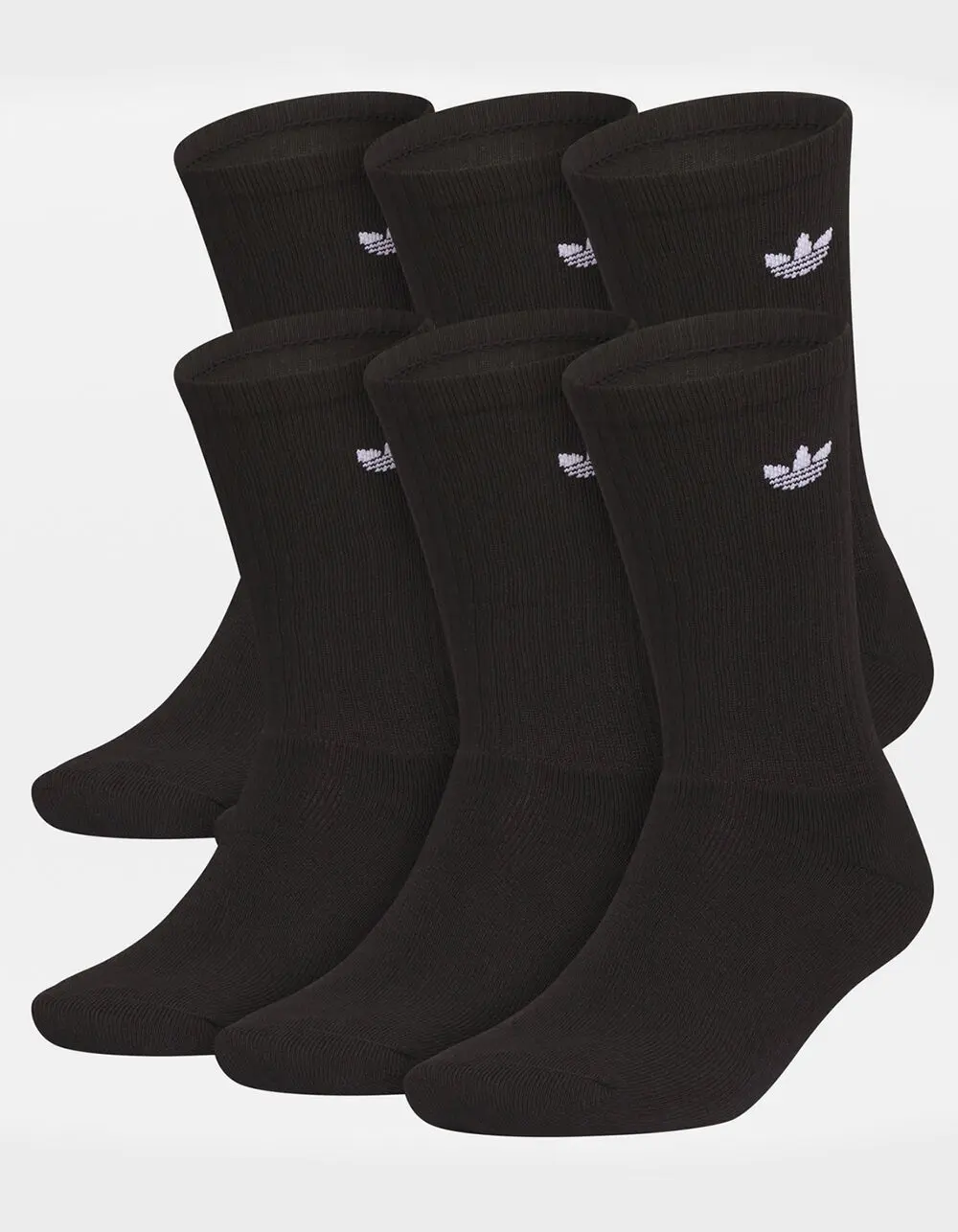 ADIDAS Mens Originals Trefoil 2.0 6 Pack Crew Socks, Black, Large ADIDAS Mens Originals Trefoil 2.0 6 Pack Crew Socks, Black, Large