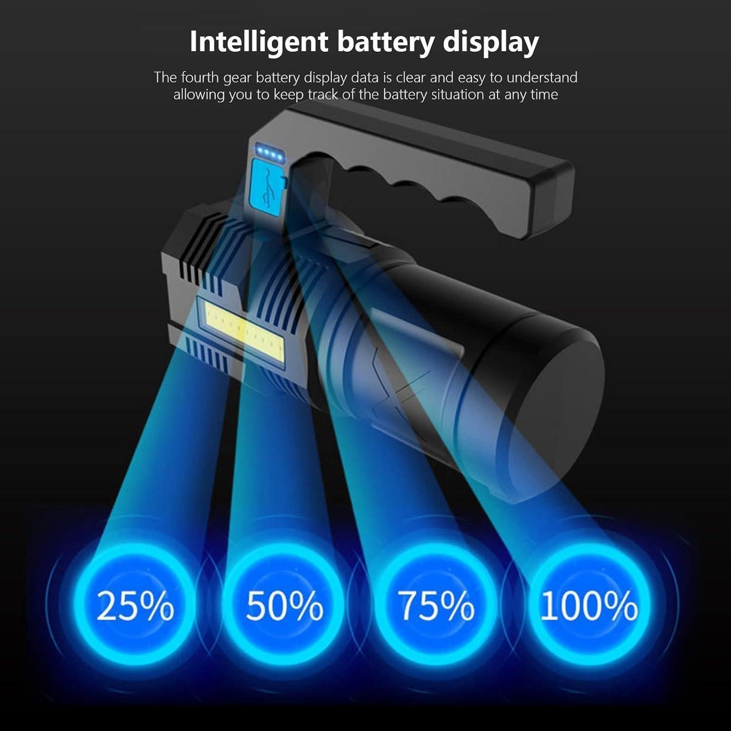 Flashlights High Lumens Rechargeable, 4X LED Super Bright Flash Light, 4 Mode, Waterproof, Powerful Tactical Flashlight for Emergencies Camping Gift