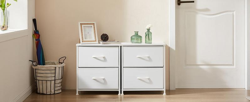 Nightstand with 2 Fabric Drawers, Dresser, End Table, Bedside Table, Bedroom Furniture for Living Room, Entryway Nightstand with 2 Fabric Drawers, Dresser, End Table, Bedside Table, Bedroom Furniture for Living Room, Entryway