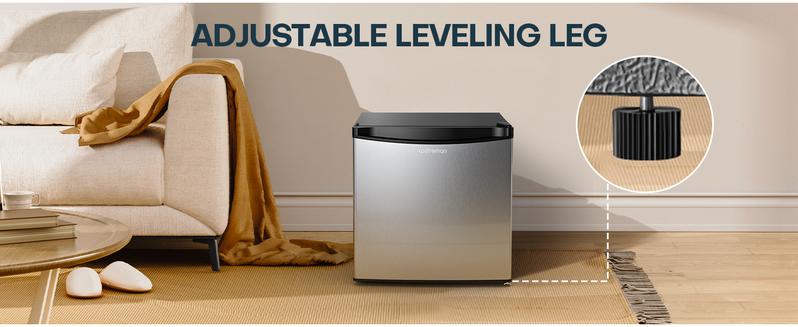 Upstreman mini fridges 1.7 Cu Ft with Freezer FR17 Adjustable Thermostat Energy Saving Low Noise Single Door Compact Refrigerator for Dorm Office Can Bedroom stainless Steel fridge mini  brands Small pantry drink fridge skincare fridge