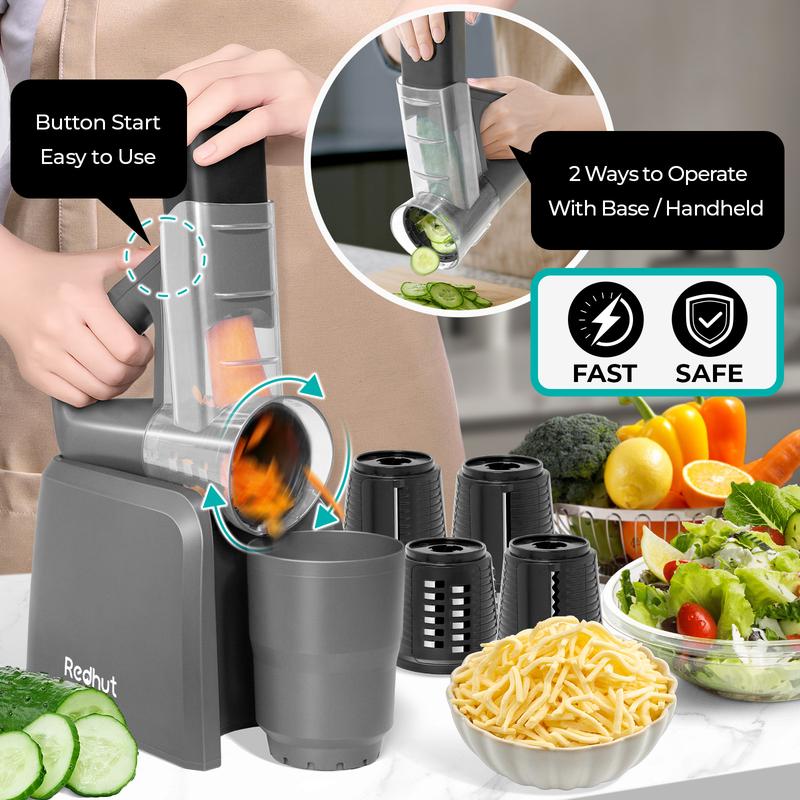 Redhut Multifunctional Electric Vegetable Cutter - 7-In-1 Multi-Functional for Chopping Slicing Mincing & Food Prep，and Interchangeable shape Vegetable Cutter Kitchen Utensils small kitchen gadgets