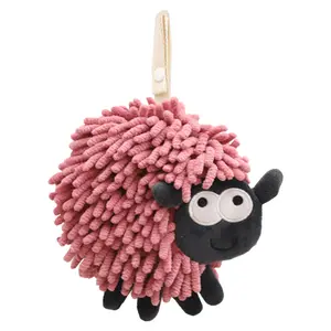 REGALWOVEN Chenille Hand Towels with Hanging Loop, 1pc Funny Bathroom Hand Towel in Sheep Shape, Absorbent Fast Drying Towels 7" x 7"
