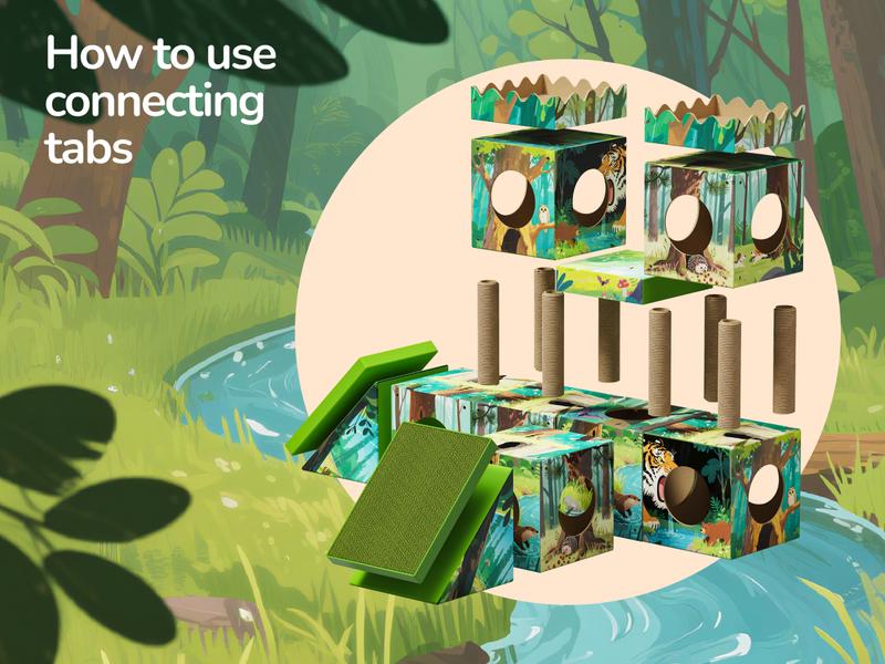 PalNests Cardboard Cat Tree 3-in-1 Multi-Level Tower with Scratching Posts & Tunnel for Kittens & Medium Cats DIY Recyclable