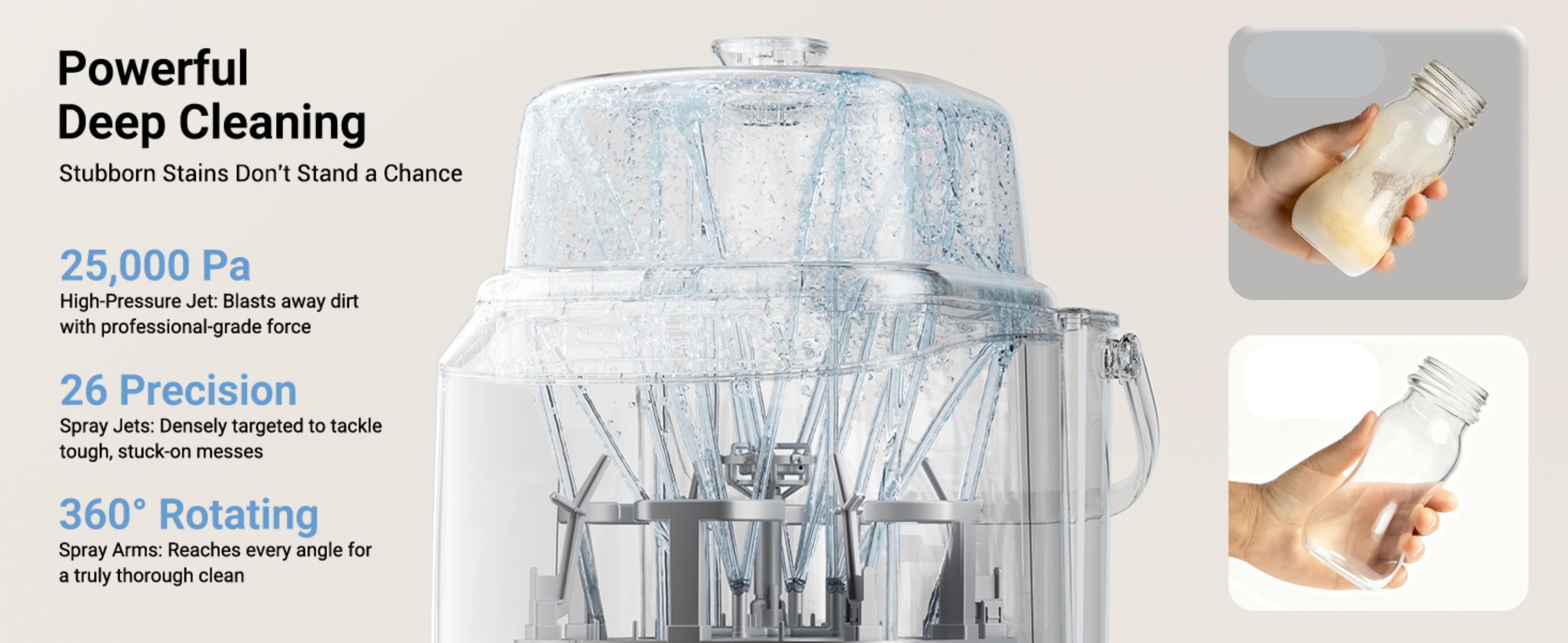 Bear Bottle Washer Pro, Baby Bottle Washer and Sterilizer and Dryer - All in One Machine for Bottles, Pump Parts & Baby Essentials with 90 Detergent Tablets - Effortless, Time-Saving