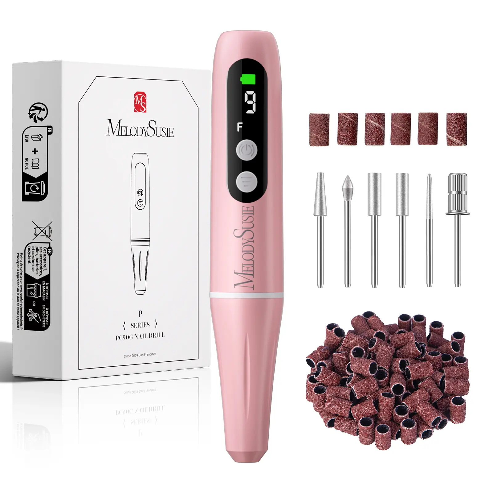 MelodySusie PC90G Rechargeable Nail Drill 20000RPM, Portable Electric Nail File with Sanding Kit for Manicure & Pedicure, Cordless Efiles for Acrylic Nails Lightweight Nail Care Tool for Home & Salon #Summervibes #DealsForYouDays