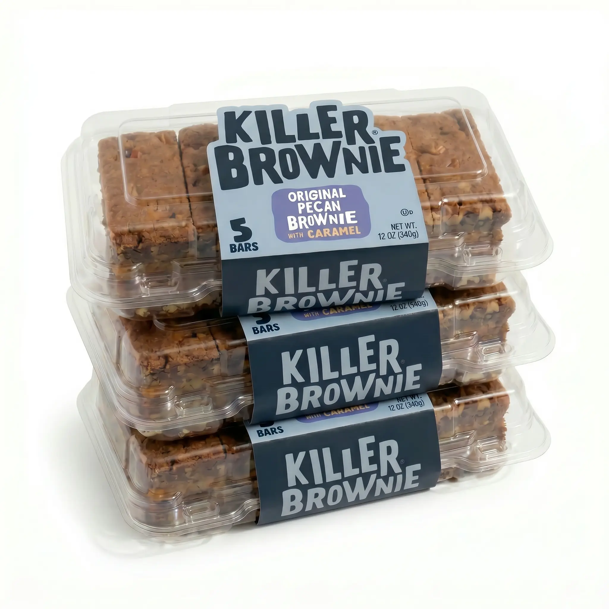 Killer Brownie Caramel Pecan Brownie Bars 15 Count, 3 Pack (5 Bars Each) Gourmet Dessert