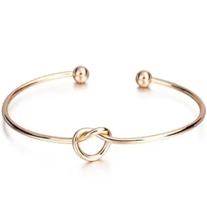Minimalist Gold Knot Cuff Bracelet | Adjustable Open Bangle | Everyday Elegant Jewelry