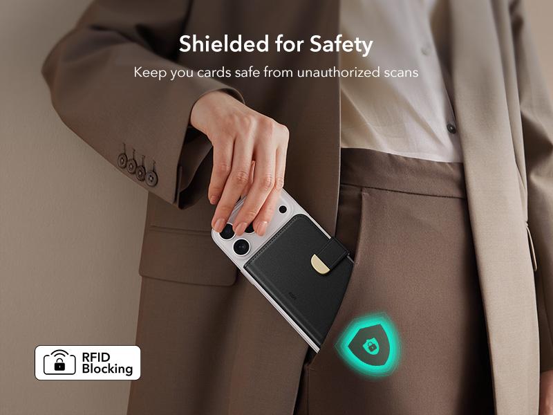 ESR Aura Clutch for MagSafe Wallet for Women, 5-Card Holder, RFID Blocking, MagSafe Sticker Included, Magnetic Wallet for iPhone 17/16/15/14/13/12 Series (not mini) and Select Samsung Devices