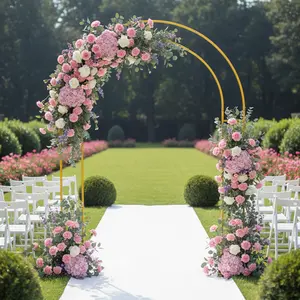 Gold Metal Wedding Arch 2.2m Tall Freestanding for Ceremony Party Decor