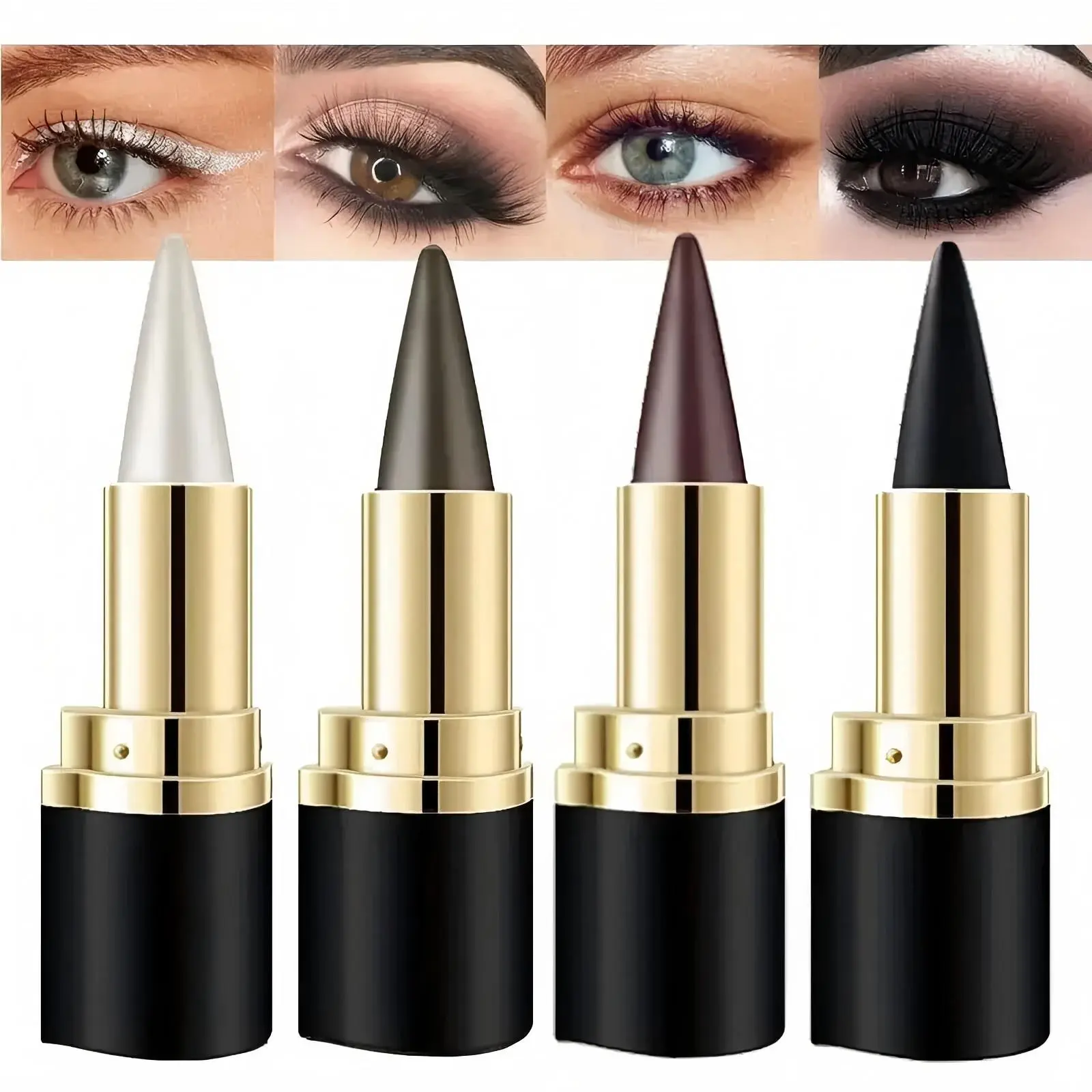 2Pcs Gel Eyeliner Pencil, Quick-drying Eye Black crayon matte Eyeliner Cream  Eyeliner,Cat Eye MakeupStencil,Smoky Eyeshadow Palette Goth Halloween Makeup Kit,girl's favorite Valentine's Day makeup gift.,back to school