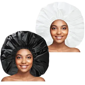 Super Jumbo Shower Cap 2 PCS Waterproof Shower Caps Women Extra Large Shower Cap Reusable Super Large Bath Caps Hair Cap Long Thick Curly Hair