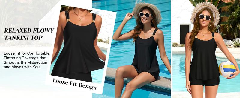 Daci Tankini Swimsuit with Shorts - Two Piece Tummy Control Bathing Suits Flowy Swim Top with Two Pockets Boy Shorts 2026 Daci Tankini Swimsuit with Shorts - Two Piece Tummy Control Bathing Suits Flowy Swim Top with Two Pockets Boy Shorts 2026