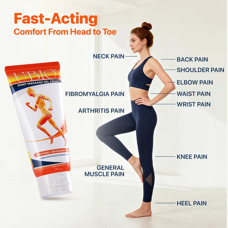 UBIOSKA Joint Soothing Massage Gel Cream 100ml | With Glucosamine, Chondroitin, Hyaluronic acid, Menthol, Turmeric and MSM | Ideal For Neck, Shoulder, Back, Knee, Foot, Muscle Comfort | Portable, Travel-Friendly