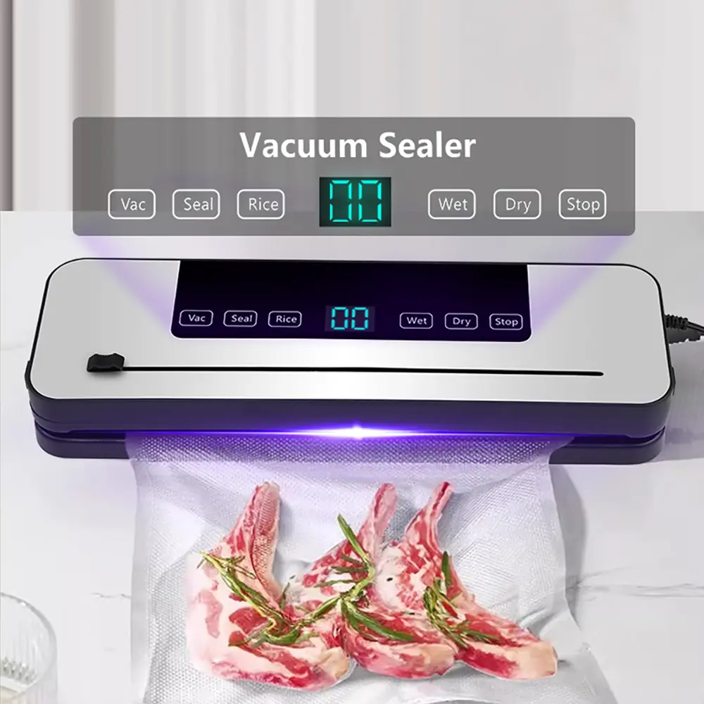 Areyourshop Automatic Food Sealer Machine - Auto Vacuum Sealer with 30cm Extended Strip, Auto Prompt, 10x Longer Freshness for Dry & Wet Food Storage, Includes 50 Vacuum Seal Bags