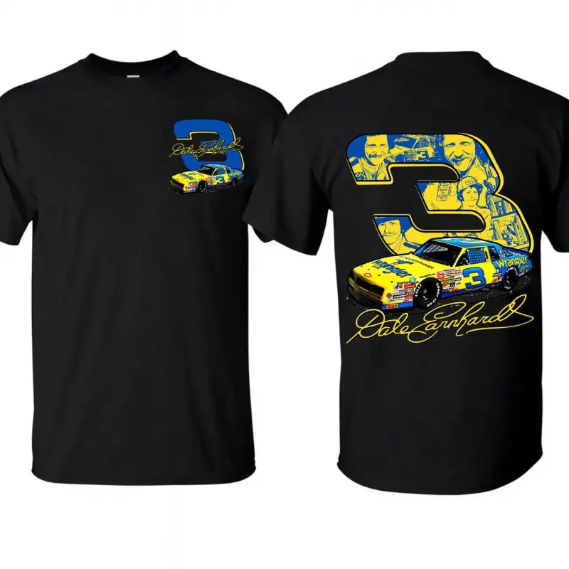[100% Cotton]Dale Earnhardt "The Intimidator" #     3 Vintage Racing Graphic Tee – NASCAR Motorsports fashion shirt, Oversized Streetwear T-Shirt, Y2K Career Collage Print, Viral TikTok Racing Fan Apparel, Black Cotton Casual Summer Outfit, Gift for Race