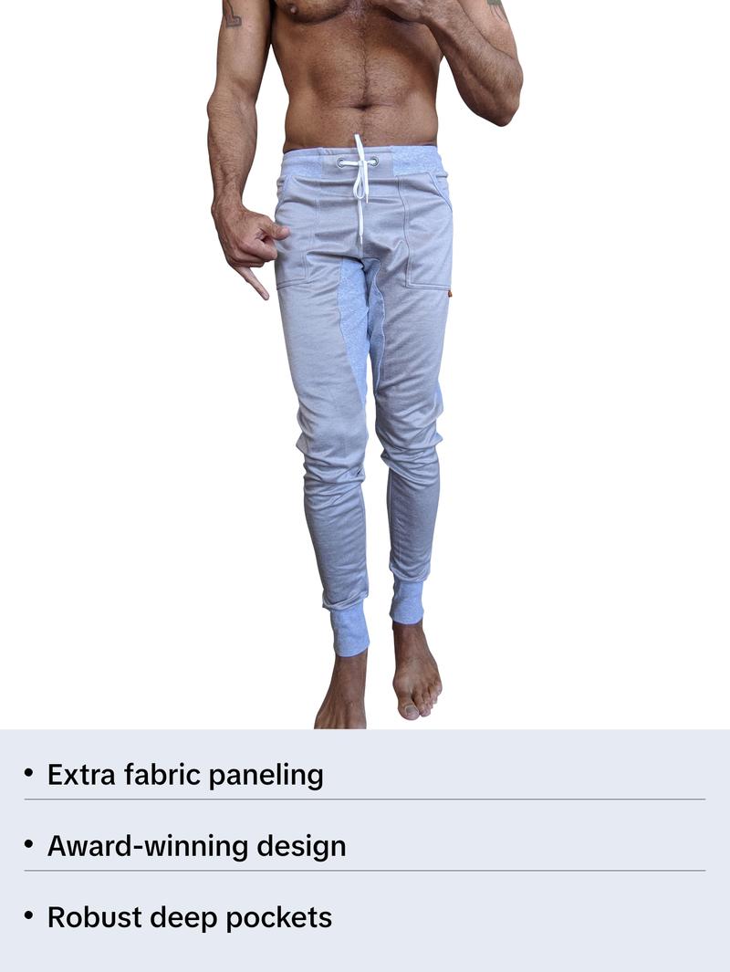 **Winter Edition** Performance-Luxe-Fleece Long Cuffed Jogger & Yoga Sweat Pants (Stainless Steel Grey)