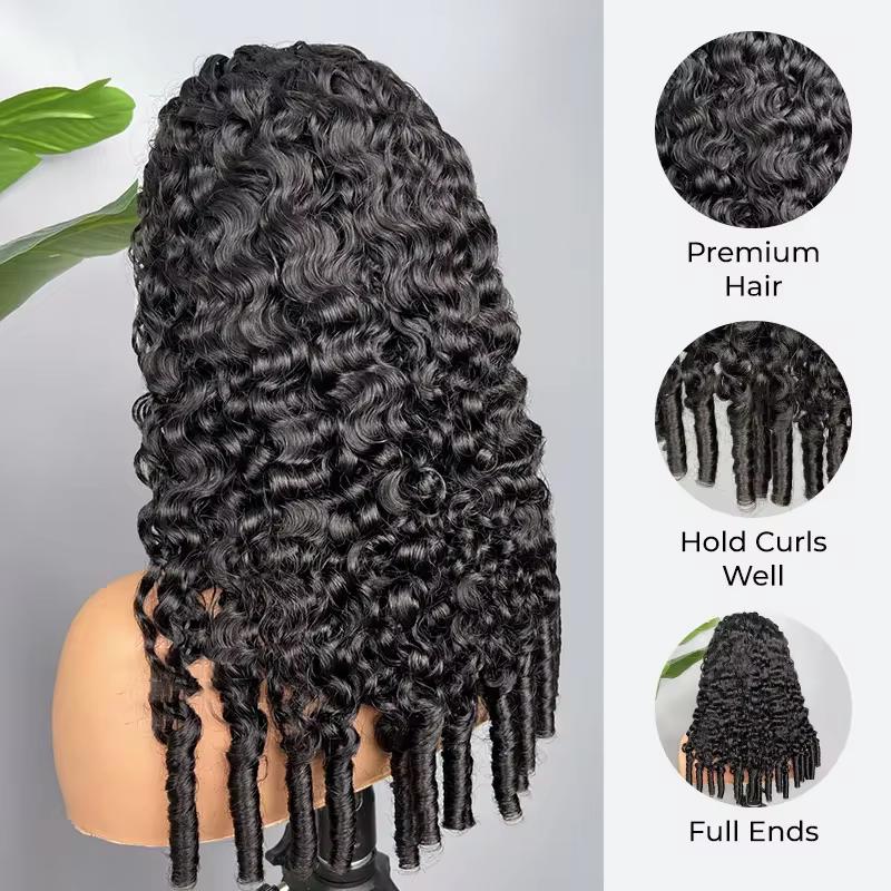 [HOT] Burmese Curly Wig 100% Human Hair Wigs For Women 200% Density Brazilian Half Glueless Wig Human Hair Ready to Wear 3 IN 1 Half Wig With Drawstring Curly Half Wig On Sale
