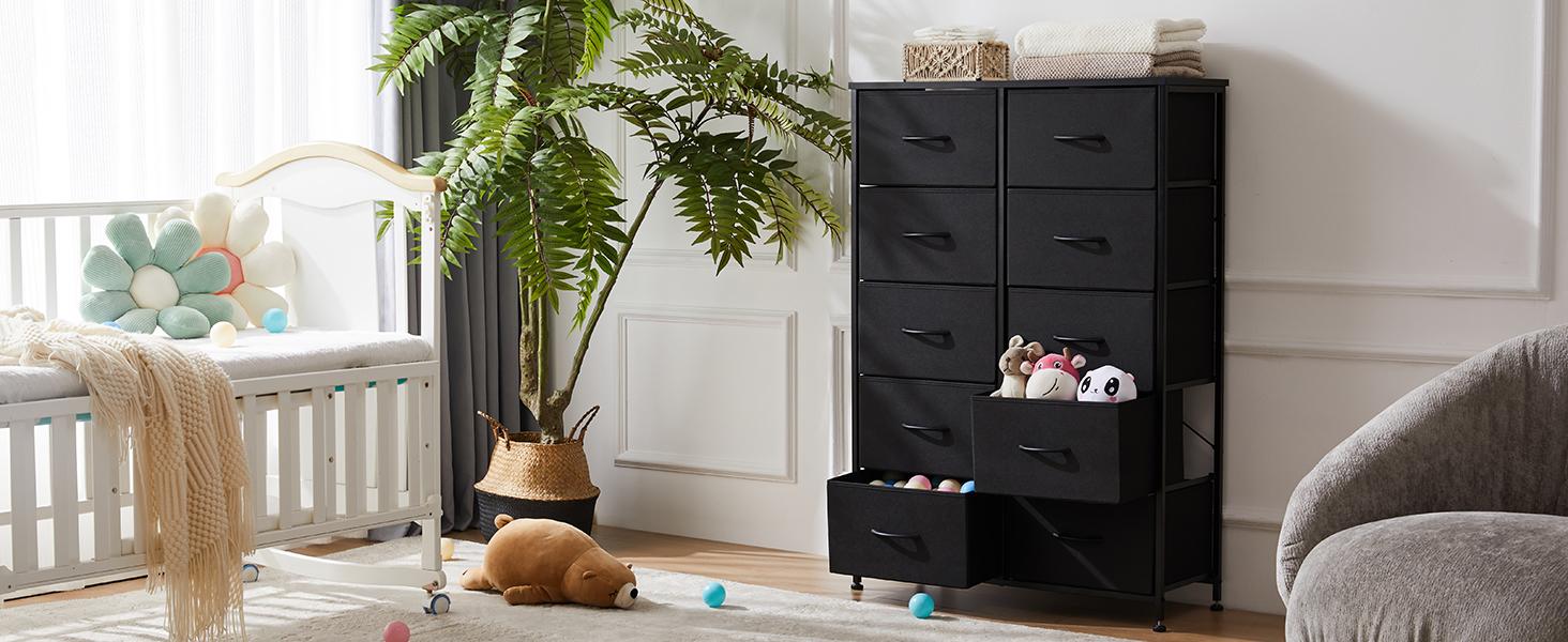 SweetFurniture Dresser, Dresser for Bedroom Tall Drawer Dresser Organizer Storage Drawers Fabric Storage Tower
