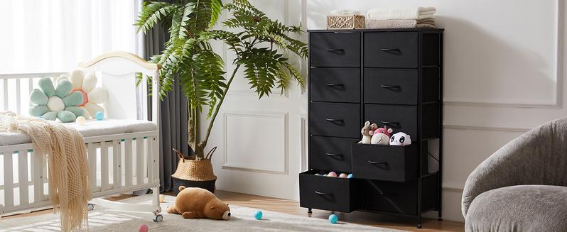 SweetFurniture Dresser, Dresser for Bedroom Tall Drawer Dresser Organizer Storage Drawers Fabric Storage Tower