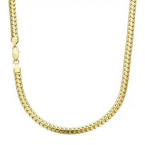 14K Gold 6mm Herringbone Chain Necklace, 41g Heavy Weight, 20–24 Inch, Sleek Flat Link Statement Necklace for Men & Women