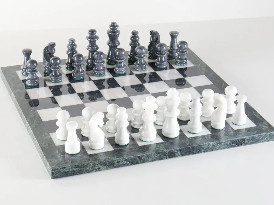 15x15 in Jet Black and White Ziarat Marble Cheese Board - Durable, Stylish Board Game Accessory