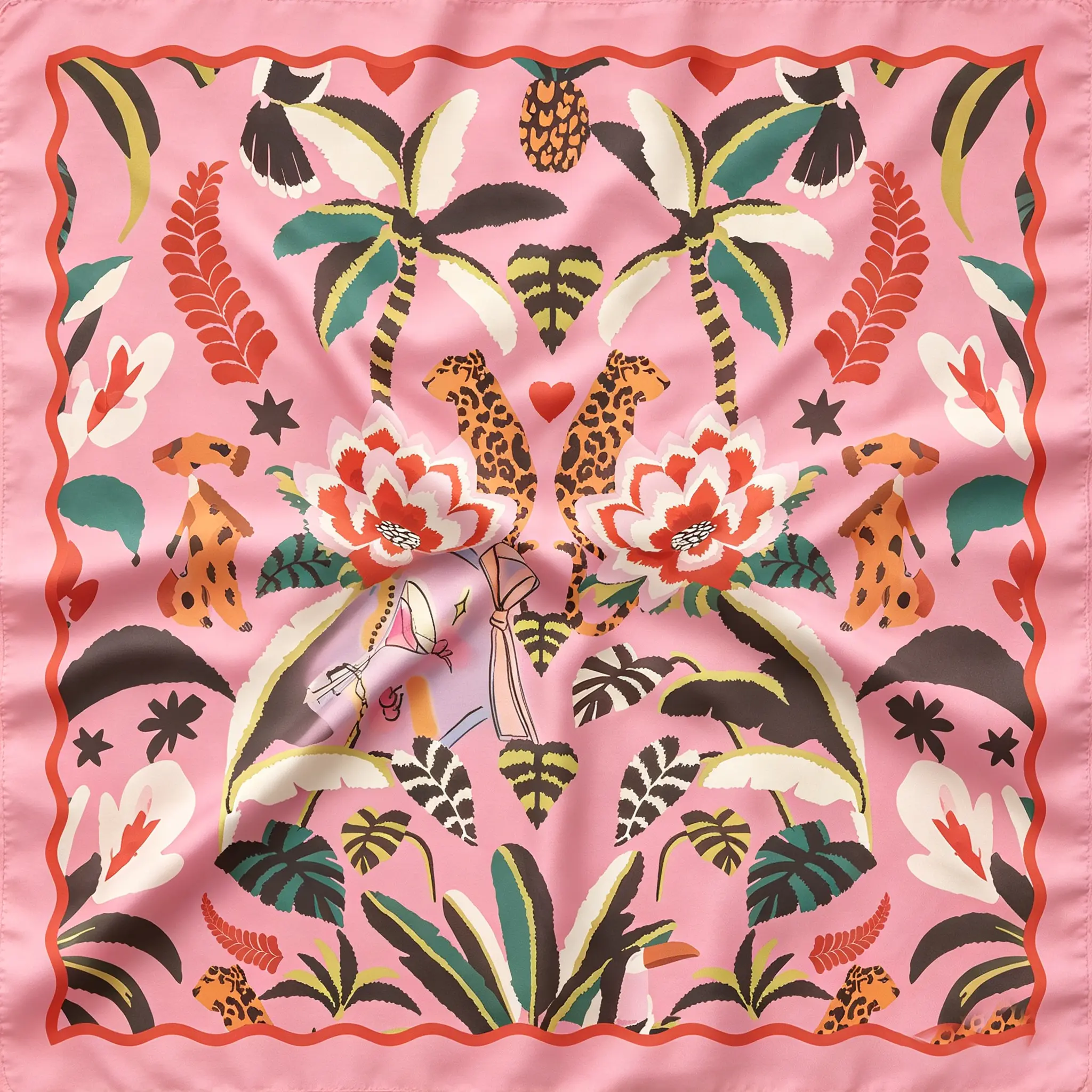 Women's Satin Square Head Scarf - Fashion Hair Scarves, Scarf Head Wrap, Bandana Style, Floral & Abstract Bouquet Floral Headscarf for Neck Use, Abstract Bouquet Floral Head Scarves