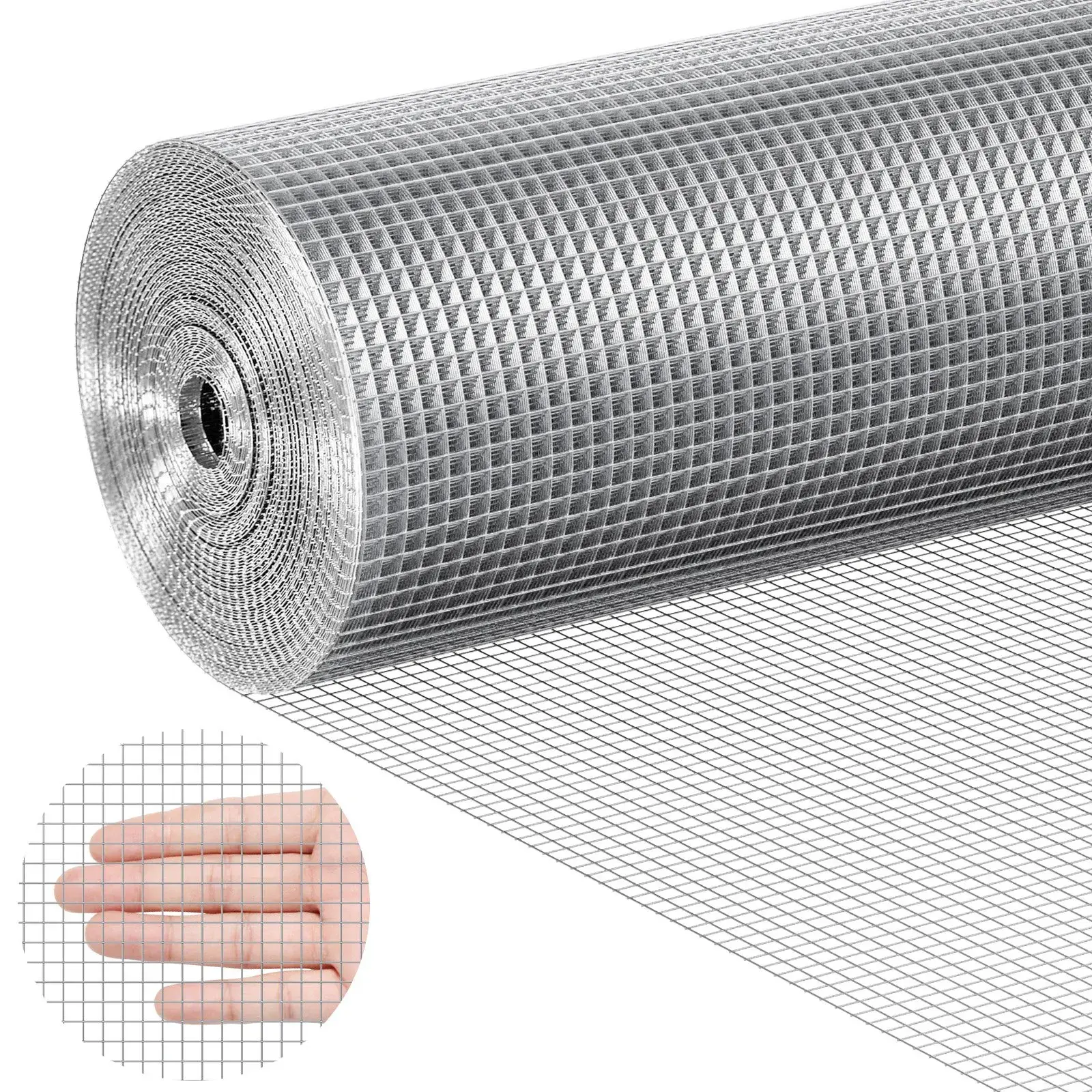 【Summerfinds】VEVOR Hardware Cloth 1/4 inch 48in x 50 ft 23 GaugeHot Dipped Galvanized Wire Mesh RollChicken Wire FencingWire Mesh for Rabbit CagesGardenSmall Rodents, Protection, Animal Guard, Durable