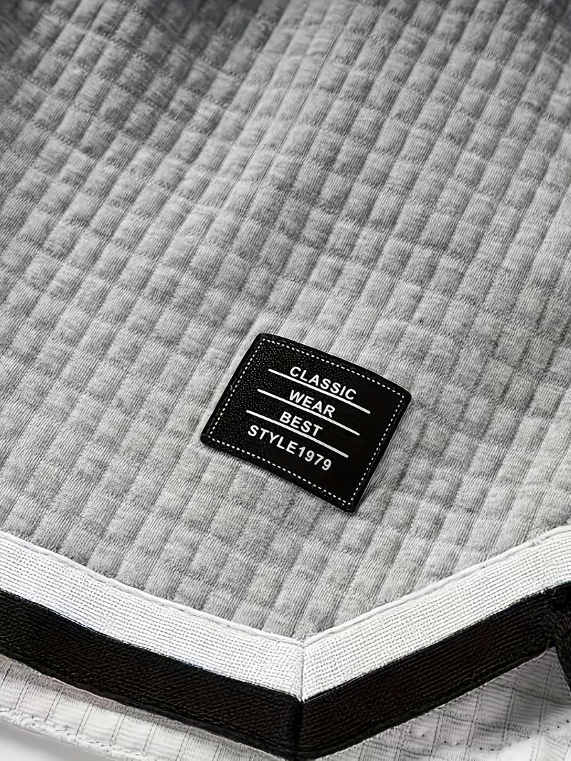 Plus Size Men's Waffle Knit Shorts - Elastic Drawstring Waist Casual Summer Shorts with Stretch, Breathable Soft Fabric, Solid Color Versatile Plus Size Men's Shorts Gray Mens Tropical Plus Size Men's Waffle Knit Shorts - Elastic Drawstring Waist Casual Summer Shorts with Stretch, Breathable Soft Fabric, Solid Color Versatile Plus Size Men's Shorts Gray Mens Tropical